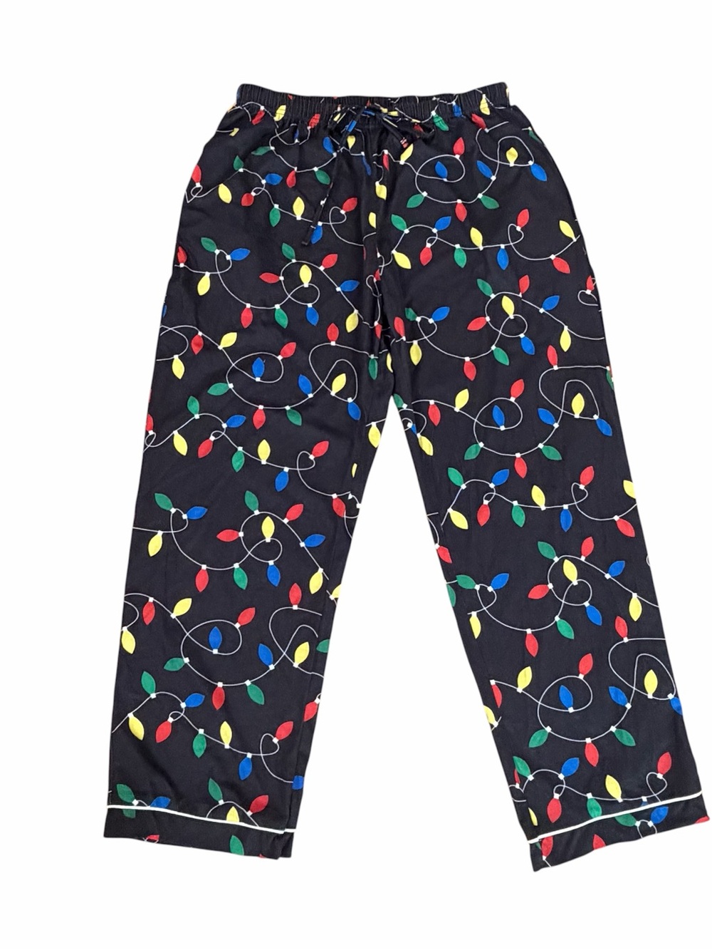 Women’s Christmas Light Pajama Pants with Elastic Waist & Pockets Size XL GUC